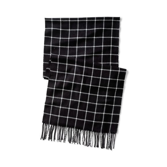 Lands' End black grid scarf NWT - Picture 8 of 9